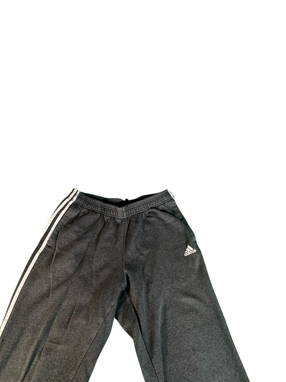 Adidas Men's Jogger Sweatpants Gray 3 Stripe Fleece Lined Athletic Pants Large - Picture 2 of 11